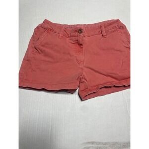 Land & Sea Coral Pink Anchor Print Chino Shorts Women Size 6 Casual Summer